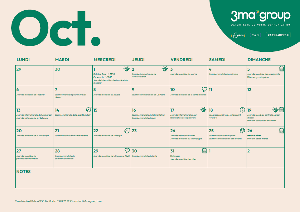 Calendrier Marketing Octobre 2025